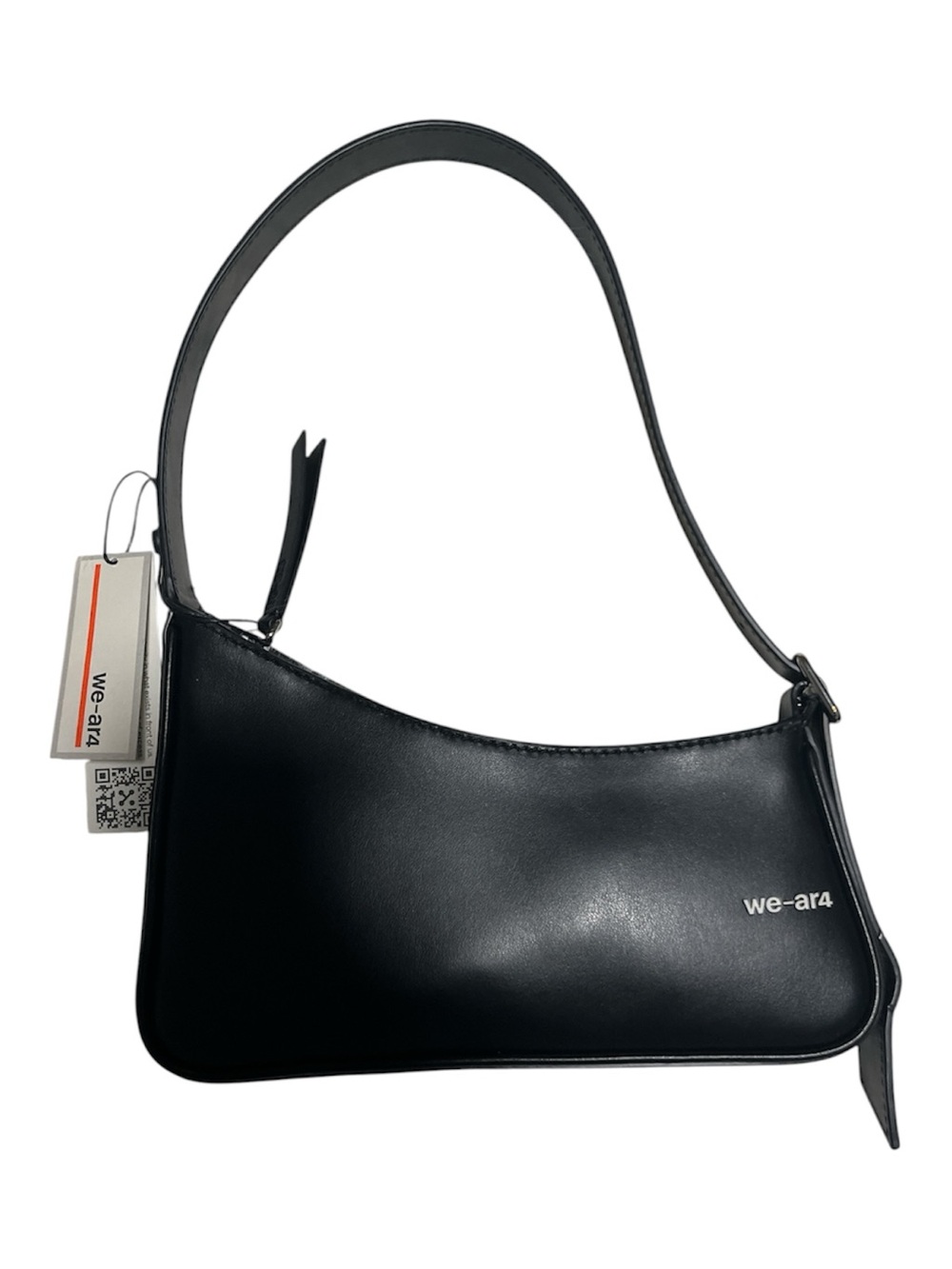 Black Shoulder Bag with Curved Silhouette